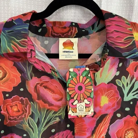 Farm Rio Dress Womens Size Large Anthropologie Pleated Drop-Waist Maxi Red NWT - Picture 5 of 10